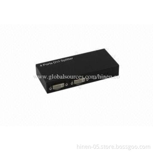 4-port DVI Splitter, Supports Highest Video Resolution 1,080p